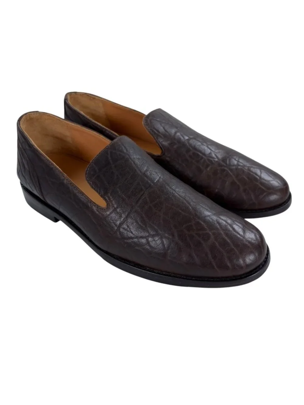 TECOVAS Monterrey Slip-On Loafers Mens Size 11D Hickory Brown Bison Leather